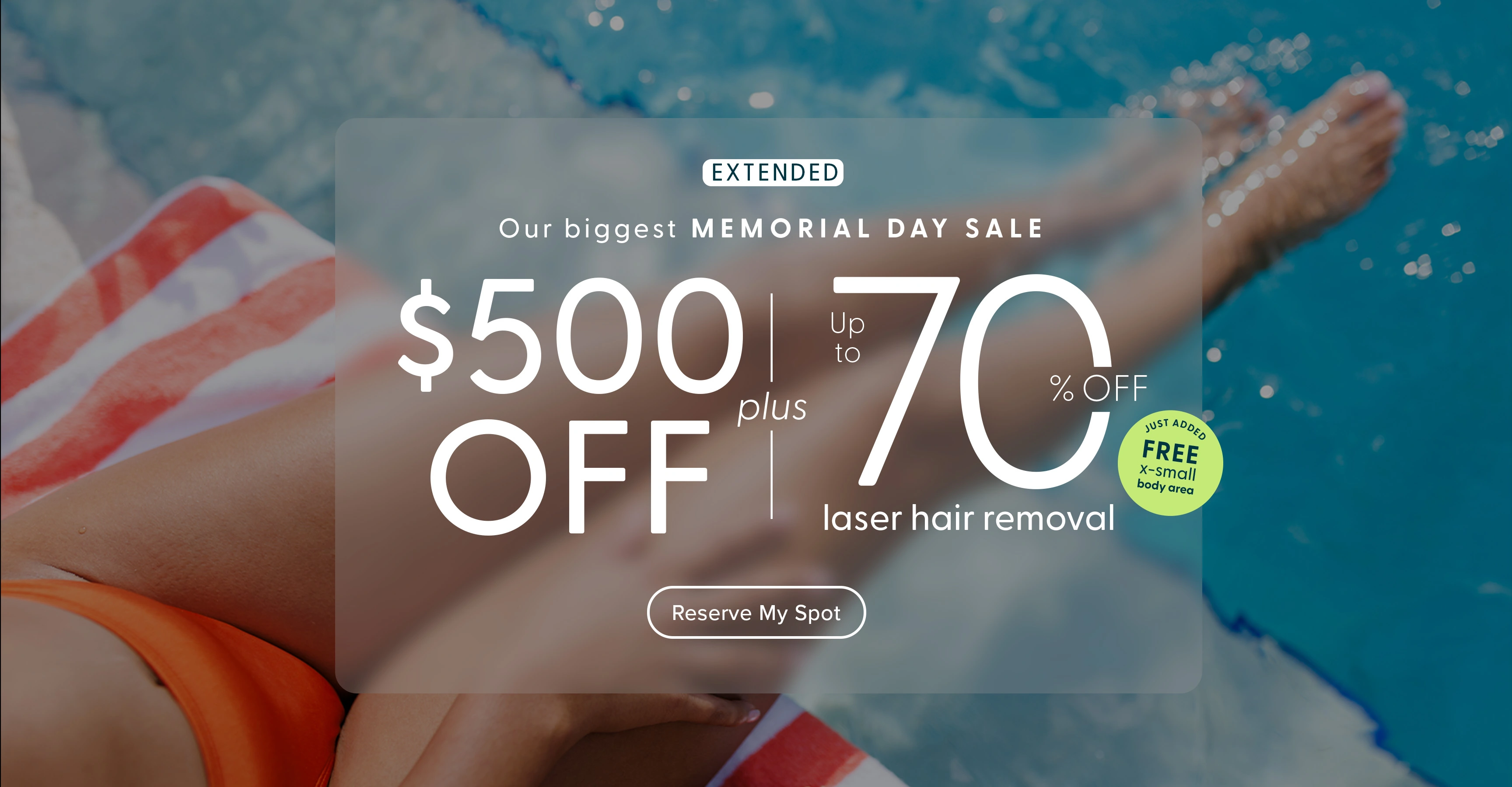 Memorial Day bonus extended offer: free extra small body area with qualifying packages