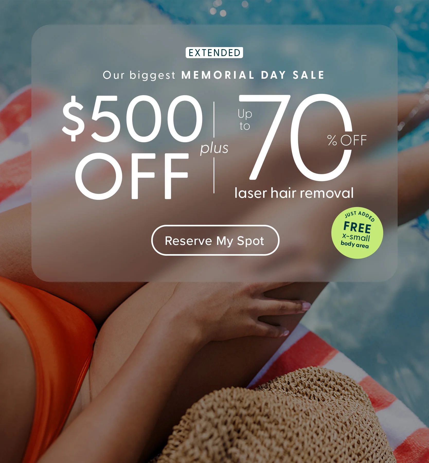 Memorial Day bonus extended offer: free extra small body area with qualifying packages